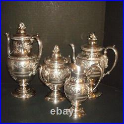 Gorgeous Reed & Barton 1950 Ornate Silver Plate 4 Pieces Tea- Coffee Serving Set