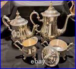 Gorham Baronial Silverplate Hollowware Heritage YH338-YH341 Tea Set 5 Piece Exc