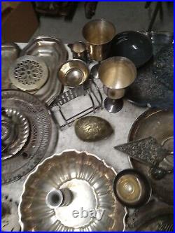 HUGE Lot SIlverplate Pieces Estate Find Free Shipping 43 Lbs