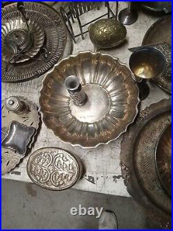 HUGE Lot SIlverplate Pieces Estate Find Free Shipping 43 Lbs