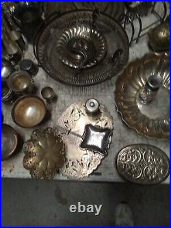 HUGE Lot SIlverplate Pieces Estate Find Free Shipping 43 Lbs