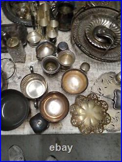 HUGE Lot SIlverplate Pieces Estate Find Free Shipping 43 Lbs