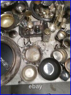 HUGE Lot SIlverplate Pieces Estate Find Free Shipping 43 Lbs