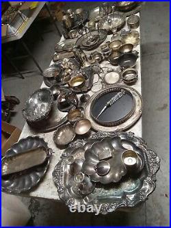 HUGE Lot SIlverplate Pieces Estate Find Free Shipping 43 Lbs