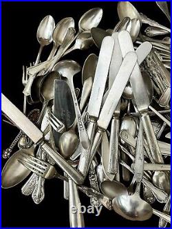 HUGE Lot of 163 Pieces Of Vintage Silver Plated Silverware Scrap Mixed 14.3#
