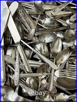 HUGE Lot of 163 Pieces Of Vintage Silver Plated Silverware Scrap Mixed 14.3#