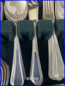 H. Perovetz London Silver Plate Flatware Set In Box 88 Piece Feather Edge