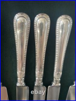 H. Perovetz London Silver Plate Flatware Set In Box 88 Piece Feather Edge