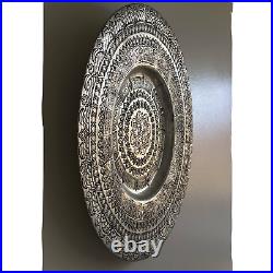 Handcrafted Nickel Plated Copper Wall Plate with Chisel Work, Beautiful Piece