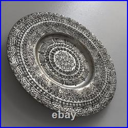 Handcrafted Nickel Plated Copper Wall Plate with Chisel Work, Beautiful Piece
