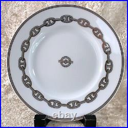 Hermes Butter & Bread Plate Chaine d'Ancre Platinum Tableware Set of 2 withBox