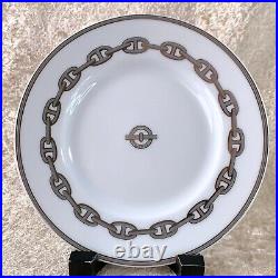 Hermes Butter & Bread Plate Chaine d'Ancre Platinum Tableware Set of 2 withBox