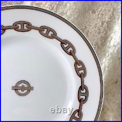 Hermes Butter & Bread Plate Chaine d'Ancre Platinum Tableware Set of 2 withBox