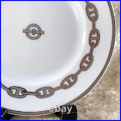 Hermes Butter & Bread Plate Chaine d'Ancre Platinum Tableware Set of 2 withBox