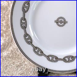 Hermes Butter & Bread Plate Chaine d'Ancre Platinum Tableware Set of 2 withBox
