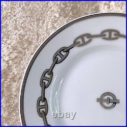 Hermes Butter & Bread Plate Chaine d'Ancre Platinum Tableware Set of 2 withBox