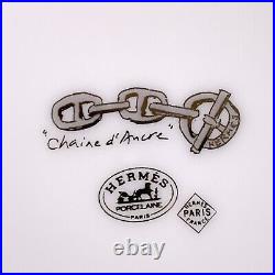 Hermes Butter & Bread Plate Chaine d'Ancre Platinum Tableware Set of 2 withBox