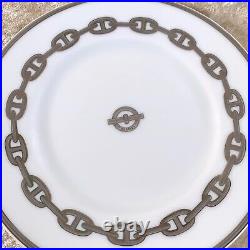 Hermes Butter & Bread Plate Chaine d'Ancre Platinum Tableware Set of 2 withBox