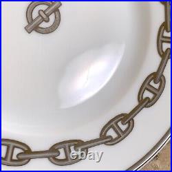 Hermes Butter & Bread Plate Chaine d'Ancre Platinum Tableware Set of 2 withBox