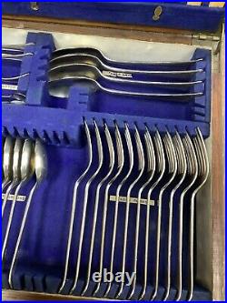 Huge Oak Cased Cutlery Set Best Sheffield Stainless Steel 74 Piece Incomplete