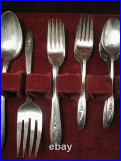 IS INTERNATIONAL SILVER TULIP PLATED FLATWARE SET SILVERWARE 46 PIECES WithBOX