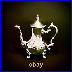 International Silver Co. 5-Piece Silver Plate Coffee and Tea Set w Footed Tray