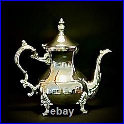 International Silver Co. 5-Piece Silver Plate Coffee and Tea Set w Footed Tray