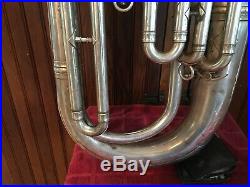 JW York & Sons Silver 3 Valve Euphonium Ser#34055 With Case and 3 Mouth Pieces