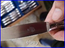 J. A. Henckels vintage cutlery set 8 piece 90 plus items wooden drawers box