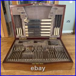 Joseph Rodgers & Sons EPNS George V 6 Place Canteen Cutlery In Oak Box 52 Pieces