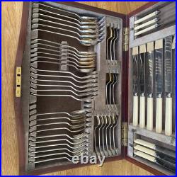 Joseph Rodgers & Sons EPNS George V 6 Place Canteen Cutlery In Oak Box 52 Pieces