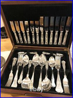 KINGS Design SHEFFIELD ENGLAND CROWN Silver Service 44 Piece Canteen of Cutlery
