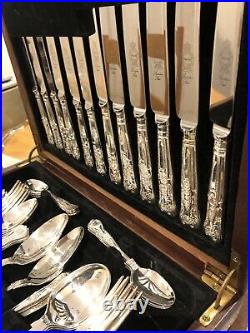KINGS Design SHEFFIELD ENGLAND CROWN Silver Service 44 Piece Canteen of Cutlery