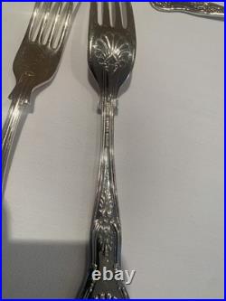 KINGS Design Sheffield Crown Silver Service 124 Piece Cutlery Canteen &wood box