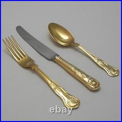KINGS Design Sheffield England Crown Gold Plated 84 Piece Canteen of Cutlery Set