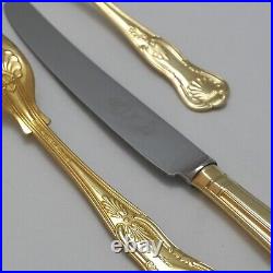 KINGS Design Sheffield England Crown Gold Plated 84 Piece Canteen of Cutlery Set