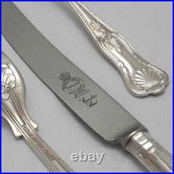 KINGS Design Sheffield England Silver Service 44 Piece Canteen of Cutlery Set