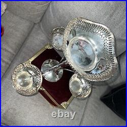 LARGE SILVER PLATED BON BON With SIDE BASKETS TABLE CENTRE PIECE 14 TALL