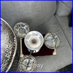 LARGE SILVER PLATED BON BON With SIDE BASKETS TABLE CENTRE PIECE 14 TALL