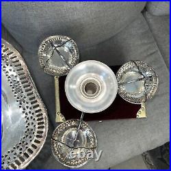 LARGE SILVER PLATED BON BON With SIDE BASKETS TABLE CENTRE PIECE 14 TALL
