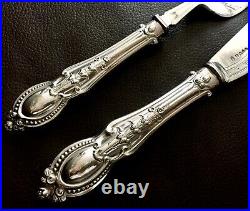Large Antique Lee & Wigfull English Silver Plated Fish Knife & Fork Serving Set