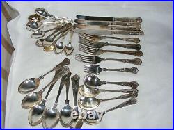 Lot Vintage Silver Plated Kings Pattern Cutlery Epns & Stainless Steel 30 Pieces