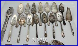 Lot of 21 Assorted Used Silverplate Pie Servers Lot#219