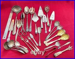 Lot of 28 Assorted Vintage Silverplate Serving Pieces Lot#5