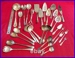 Lot of 30 Assorted Vintage Silverplate Serving Pieces