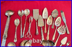 Lot of 30 Assorted Vintage Silverplate Serving Pieces