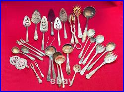 Lot of 30 Assorted Vintage Silverplate Serving Pieces Lot#57