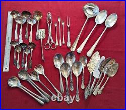 Lot of 35 Assorted Vintage Silverplate Serving Pieces Lot#78