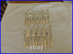 Lovely 20 Piece Silver Plate & Mother Of Pearl Dessert Cutlery Set. Great Handles
