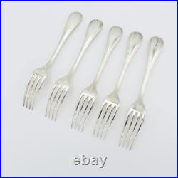 M02-k001 Beautiful Christofle Rubans Silver Plate 5-piece Fork Set